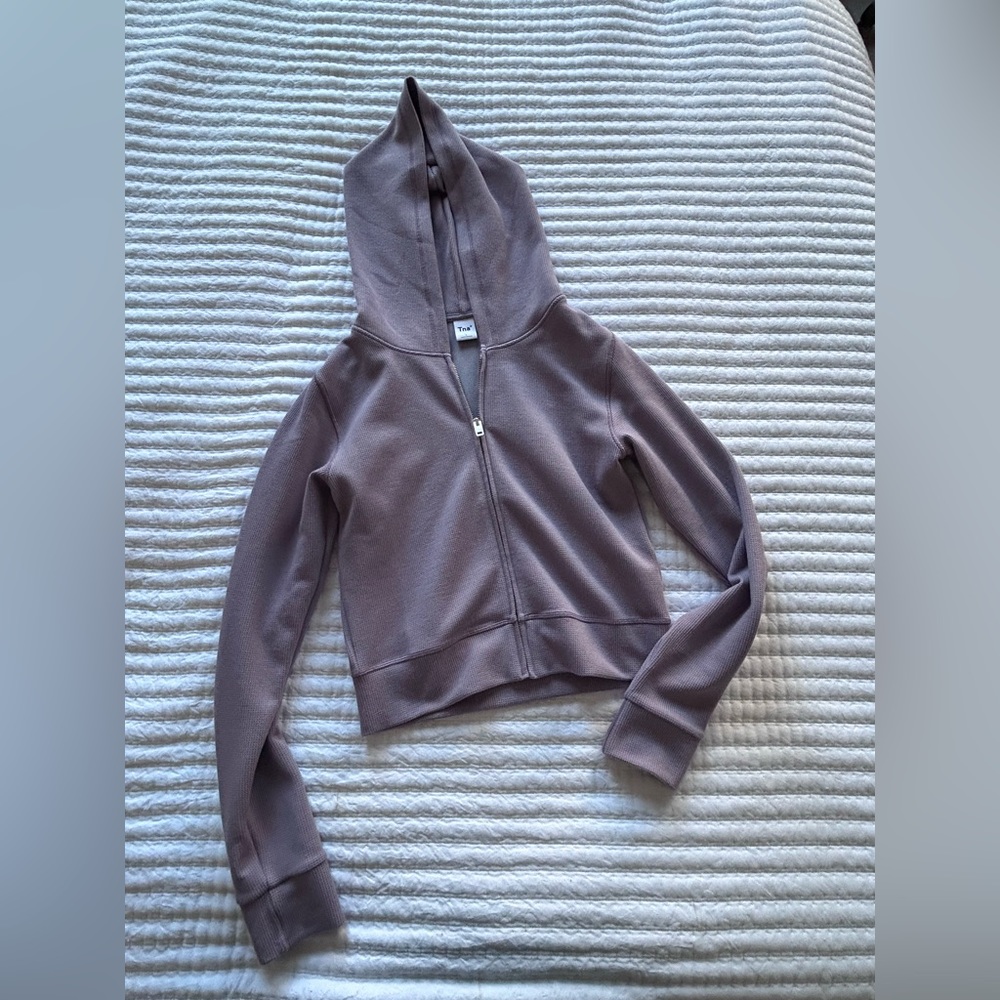 TNA Waffle Crop Zip up Hoodie size Large